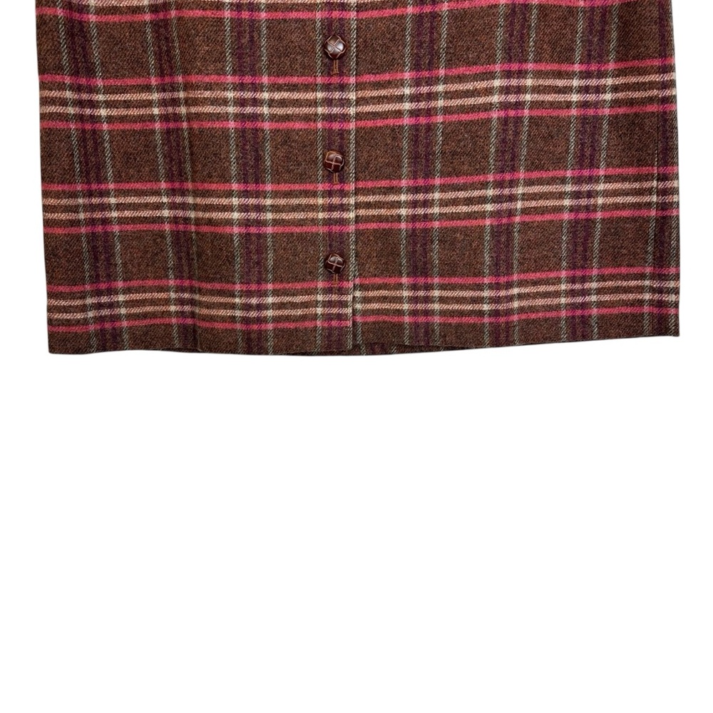 Talbots Wool Blend A-Line Skirt Brown Plaid Size 16 - Picture 4 of 10